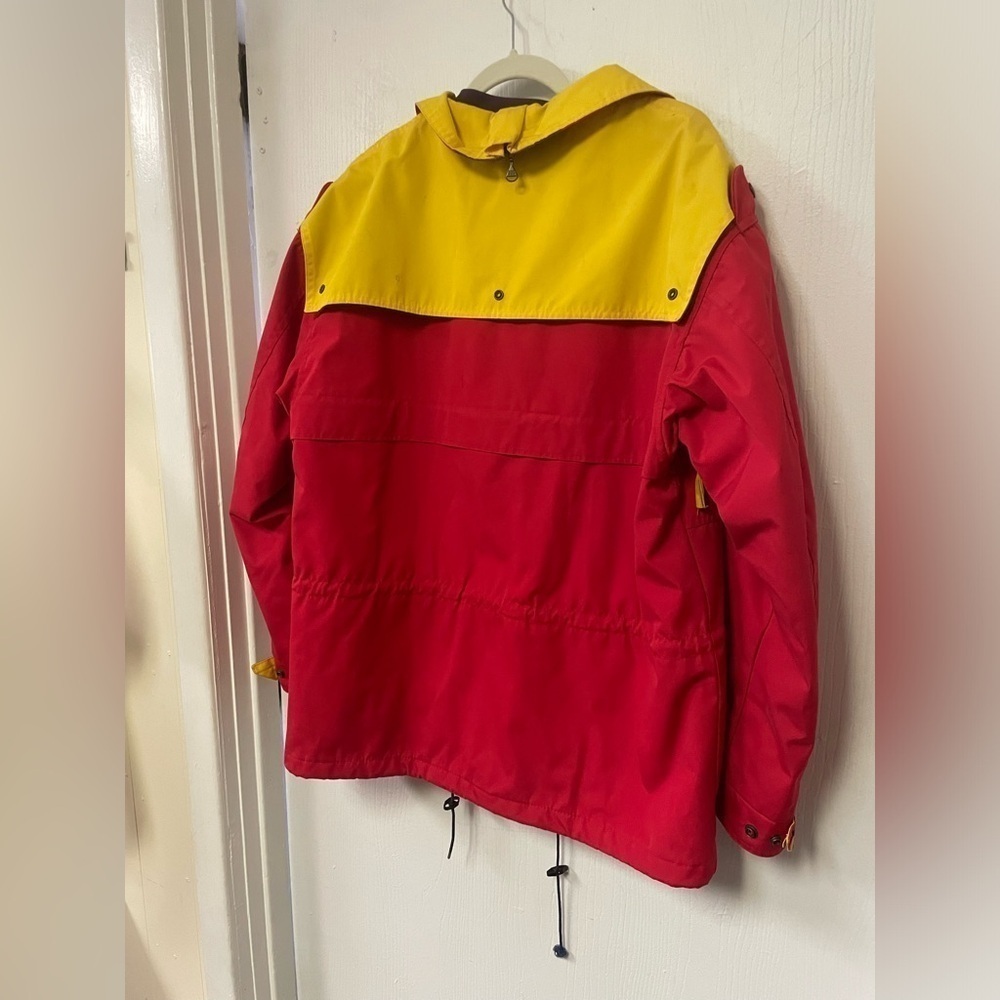 Vintage 90s SOS Colorblock Ski Jacket Red Yellow Thinsulate Men's S - Picture 4 of 9